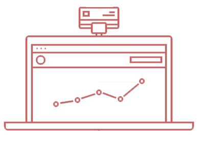 Computer mit Kamera als Strichgrafik